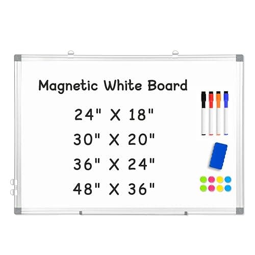 AMUSIGHT Double-Sided Magnetic Whiteboard, 24" x 18" Dry Erase Board Aluminum Frame for Wall, White Board Marker Board for Kitchen, Memo, School, Home, Office - Image 1