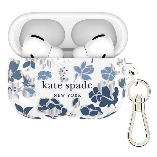 kate spade new york AirPods Pro 3 Case - Flowerbed Blue | Stylish Case with Luxe Gold Ring Keychain for Bag, Tote, Backpack, and More - Protective & Lightweight Case for AirPods Pro 3 - Image 1