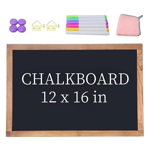 Magnetic Chalkboard for Wall Rustic Wood Framed Decorative Blackboard Sign Hanging Chalkboard for Home, Office, Restaurant 12" x 16" - Image 1