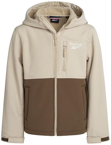 Reebok Boys Softshell Jacket - Soft Cozy Brushed Sherpa Fleece Lined Softshell Winter Coat Hooded Windbreaker Jacket for Boys - Image 1