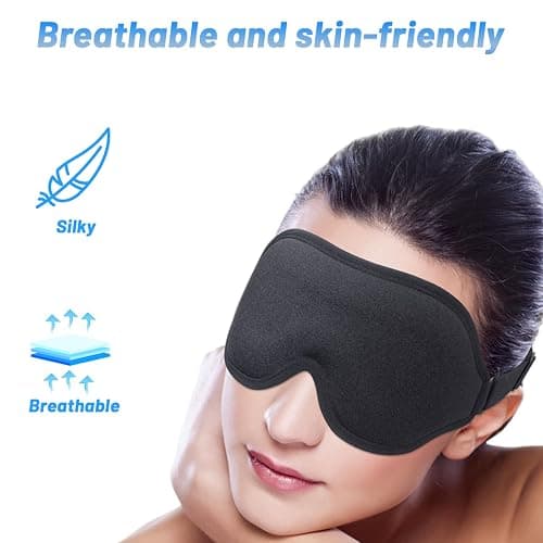 Sleep Eye Mask for Side Sleeper, Lash Extensions 3D Contoured Cup Sleeping Mask for Men Women, Travel Blackout Night Blindfold Eye Shade Cover with Adjustable Strap (Black-Side Sleeper) thumbnail 7