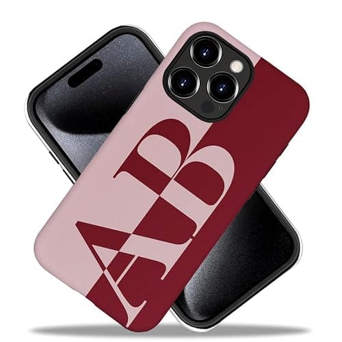 DAIZAG Personalized Monogram Initial Case Compatible with iPhone 17 16 15 14 13 Pro Max Pro Air Plus 12 11,Hybrid 2-Layer Hard Shell Phone Cover,Custom Large Name Red thumbnail 3