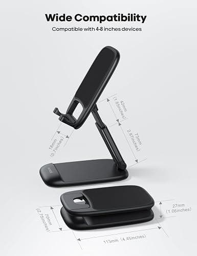 Lamicall Cell Phone Stand for Desk - [Height Adjustable] Foldable Mobile Phone Holder, Portable Stand for iPhone 17 16 15 14 13 12 11 Pro Max Plus Air, Galaxy S25 S24, Telephone, Office Accessories thumbnail 5