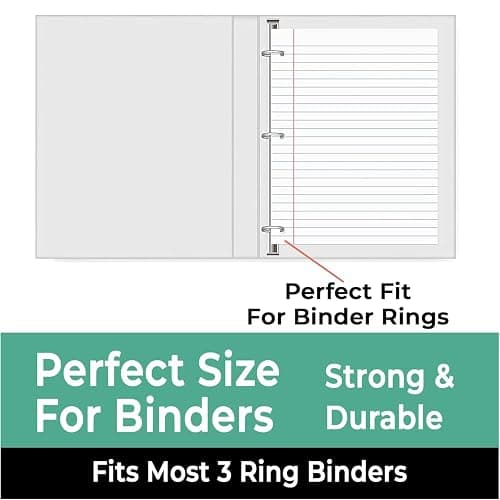 Rosmonde Loose Leaf Paper, 450 Sheets, 3 Pack, College Ruled Paper, 8" x 10.5", Bulk Office Filler Paper, 3 Hole Punched, 150 Sheets/Pack, 56 gsm Paper, College Ruled Notebook Paper for Binder, White thumbnail 6