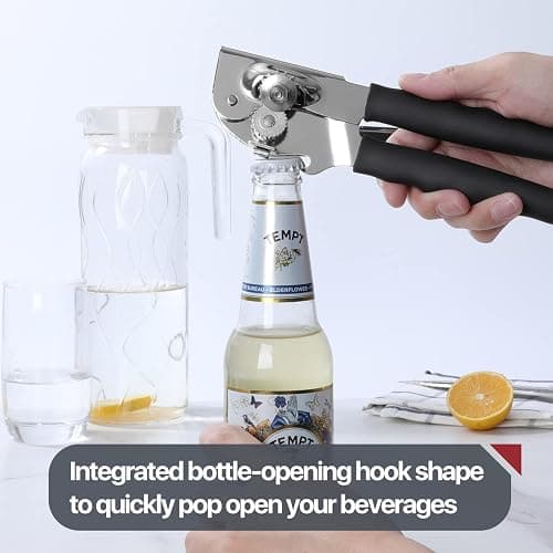 Commercial Can Opener, UHIYEE Hand Crank Can Opener Manual Heavy Duty with Comfortable Extra-long Handles, Oversized Knob, Large Handheld Can Open Easy for Big Cans, Black thumbnail 7