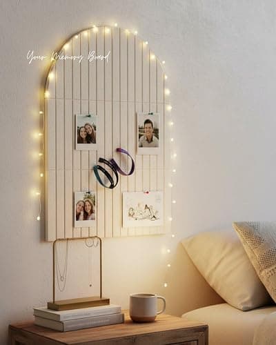 Arched Felt Bulletin Board 36" x 24", 6 Felt Tiles with 30 Removable Adhesive Tabs, Cork Board Alternaltive for Office, Vision Board & Wall Decor (Oatmeal) thumbnail 6