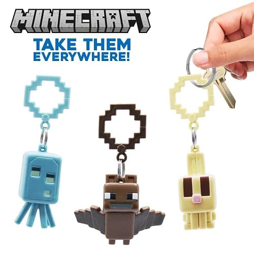 Officially Licensed Minecraft Backpack Hangers – Surprise Blind Box Figure – Durable Plastic Keychain Accessory for Backpack, Lunchbox, Gifts – Ages 3+ (Series 1) thumbnail 5