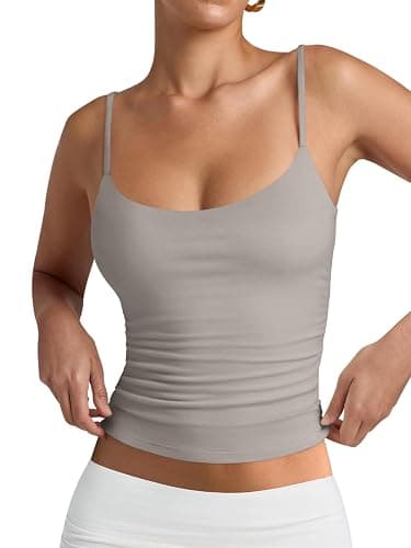PINKMSTYLE Women's Basic Double Lined Scoop Neck Tank Tops Adjustable Cami Tank Summer Sleeveless Tops - Image 1