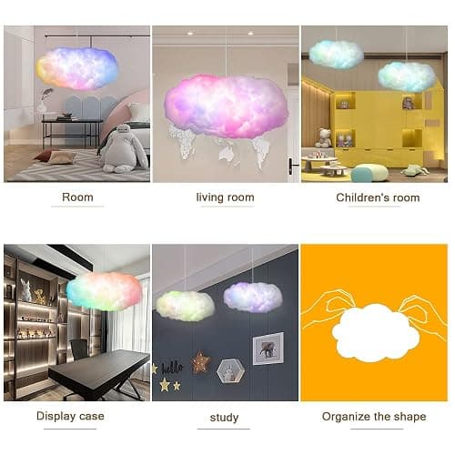 3D Big Cloud lightning Light Kit Music Sync Warm White Multicolor lightning Changing Strip Lights 360 Degree Wireless Remote APP NO DIY Coolest Decorations for Adults and Kids Indoor Home Bedroom thumbnail 7