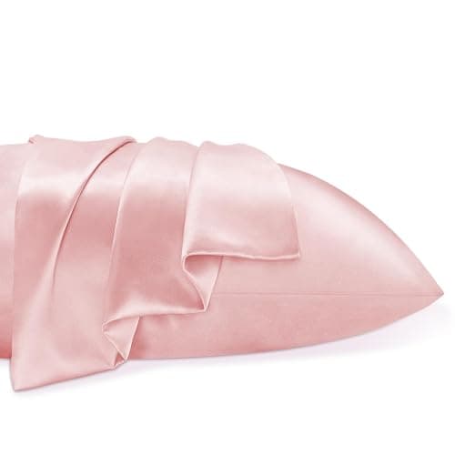 BEDELITE Satin Pillowcase for Hair and Skin, Super Soft and Cooling Similar to Silk Pillow Cases 2 Pack with Envelope Closure, Gift for Women Men(20"x26" Standard Size, Pink) thumbnail 9