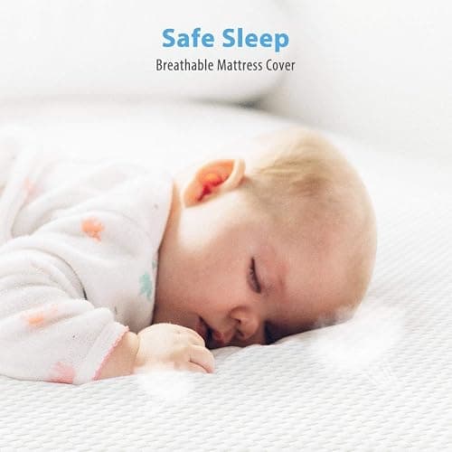 Dourxi Crib Mattress, Dual Sided Comfort Memory Foam Toddler Bed Mattress, Triple-Layer Breathable Premium Baby Mattresses for Infant and Toddler w/Removable Outer Cover - White&Blue thumbnail 4