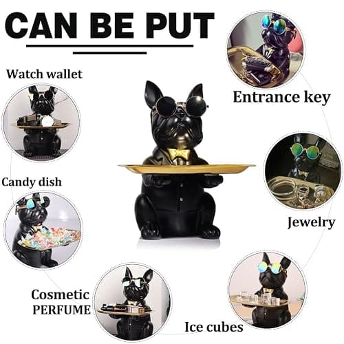 French Bulldog Gifts Statue Tray Organizer for Keys, Candy, Jewelry, Earrings, Entrance Piggy Bank - Modern Decor Resin French Bulldog Decor Entryway Table, Coffee Table, Office Desk, Home Decor thumbnail 5