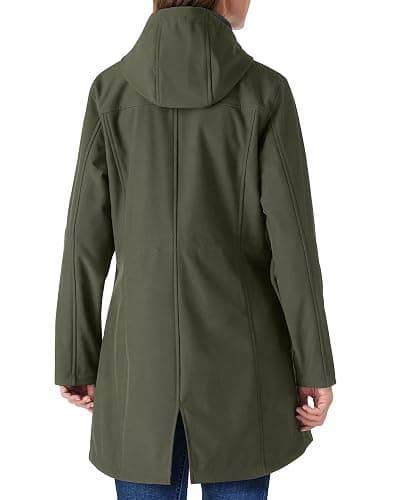 Outdoor Ventures Women's Lightweight Waterproof Fleece Lined Hooded Softshell Rain Jacket, Warm Windbreaker Long Coat thumbnail 6