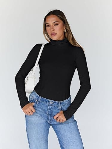 Trendy Queen Women's Turtleneck Long Sleeve Shirts Fall Fashion Basic Thermal Underwear Tops Winter Clothes 2025 thumbnail 2
