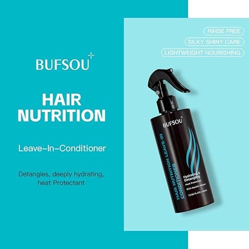 BUFSOU Keratin ALL-in-1 Leave-In Conditioner Spray | 450°F Heat Protectant + Split Ends Repair | Family-Safe Formula for All Hair Types | Vegan & Color-Treated Hair Approved (13.58 Fl Oz) thumbnail 2