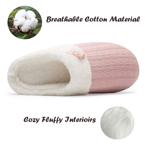NineCiFun Women's Slip on Fuzzy Slippers Memory Foam House Slippers Outdoor Indoor Warm Plush Bedroom Shoes Scuff with Faux Fur Lining thumbnail 5