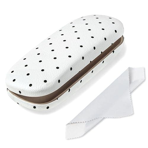 Knagsfa Glasses Case Hard Shell, Cute Sunglasses Case for Women Leather Protective Case for Eyeglass with Cleaning Cloth - Image 1