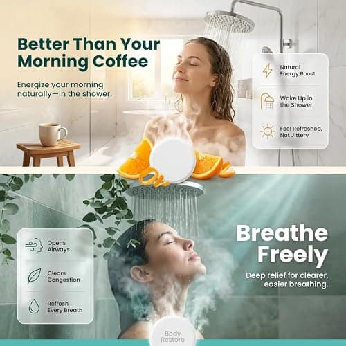 BodyRestore Shower Steamers Aromatherapy, Gifts for Women, Bloom 6 Pack | Birthday Gifts for Women, Men, Mom & Dad, Spa Stress Relief & Relaxation, Self Care, Essential Oil Tablets thumbnail 7