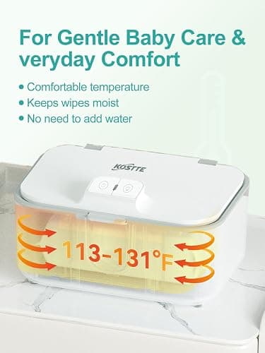 KOSTTE Baby Wipes Warmer, Larger Capacity Wipe Dispenser, Even Heating Diaper Wipe Warmer with Night Light, On/Off Switch, White thumbnail 5