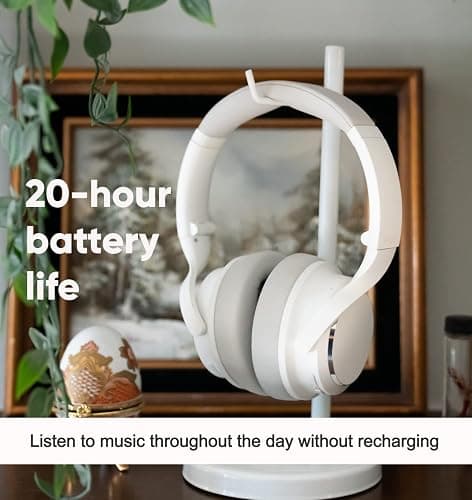 WYZE Noise Cancelling Headphones, Over The Ear Headphones with Active Noise Cancellation, High-Fidelity Sound, Transparency Mode, Alexa Built-in, White thumbnail 6