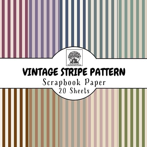 Vintage Stripe Pattern Scrapbook Paper: 20 Double-Sided Sheets for Scrapbooking, Junk Journals, Card Making, Decoupage, Origami, Paper Crafts, DIY Projects and Mixed Media - Image 1