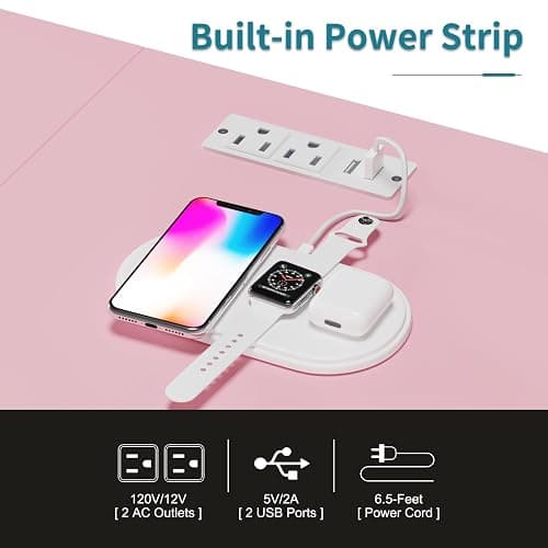 LUMTOK 2-in-1 Dresser with Hanging Rack, 10 Drawers Dresser for Bedroom,Dressers with Fabric Drawers,LED Lights, Charging Station and Hanging Racks for Bedroom (Pink) thumbnail 7