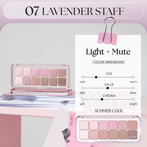 CLIO Pro Eye Palette Air, 12-Color Eye Shadow Palette, Matte Shimmer Mix, Air-Fit Blendable Pigmented Buildable Color, Low Fallout, Cool Mauve Neutral Tone, Daily Korean Makeup (07 LAVENDER STAFF) thumbnail 3