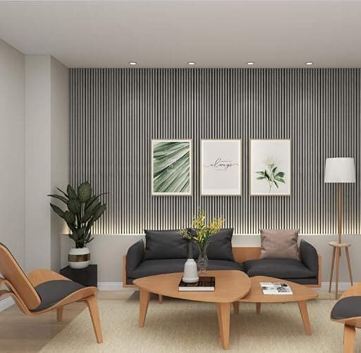 Tuda Grass Direct Luxury Acoustic Wall Slatted 3D Wood Veneer Panels Series 1-240cm x 60cm - Grey thumbnail 2