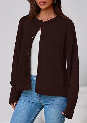 KIRUNDO Cardigan Sweaters for Women Fall Trendy Long Sleeve Chunky Knit Button Up Oversized Winter Jacket Casual Outwear thumbnail 7