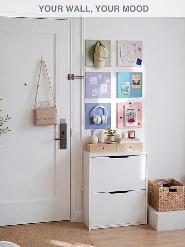 Felt Bulletin Board Tiles, 6 Pack Decorative Pin Board for Wall | 11.8 x 11.8 Inches Cork Board Alternative, Easy Setup with 30 Push Pins & 36 Adhesive Tabs, Modern Stylish Memo Photo Board thumbnail 3
