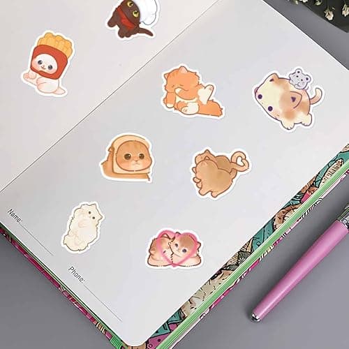 Cute Cat Stickers for Kids Teen Adults 100 Pack, Waterproof Kawaii Stickers Water Bottle Laptop Phone Case Scrapbooking, Cat Birthday Party Kawaii Gift Thing Stuff Item Boy Girl (Kawaii cat 100pcs) thumbnail 6