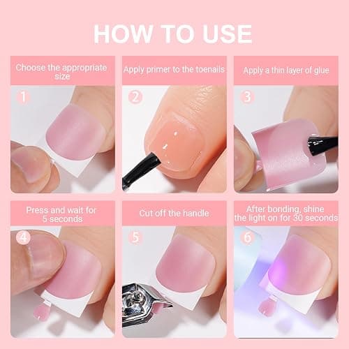 SWETIDAY Toe Nail Tips Press on, French Fake Short Toe Tips, 150Pcs Square Round Acrylic Toenail Press Ons, 15 Sizes French Baby Pink Wearable Full Cover Fake Toenails thumbnail 6