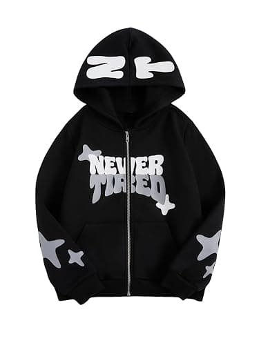 SOLY HUX Boy's Zip Up Hoodies Y2k Letter Graphic Sweatshirt | Long Sleeve, Streetwear Jacket - Image 1