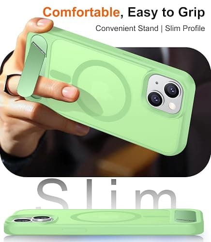 I Phone 14 PLUS light green Temdan Magnetic Compatible with iPhone 15 Plus Case & iPhone 14 Plus Case, [Built-in Invisible Kickstand][Compatible with MagSafe][Military Grade Shockproof] Slim Translucent Matte Phone Case 6.7" thumbnail 7