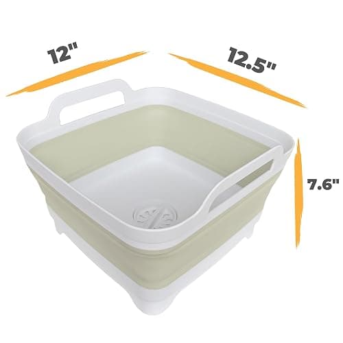 GIMWA Collapsible Wash Basin for Baby Bottles - 2.4 Gallons Portable Wash Bin for RV Camping Sink, Space-Saving Dish Tub (Green) thumbnail 2