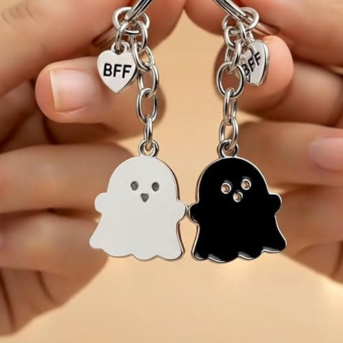 OXIHOUSE&CO- Best Friend Ghost Keychain Set for Women, Cute Funny BFF Gifts with Card – Long Distance Friendship, Birthday, Halloween, Christmas Presents for 2 thumbnail 2