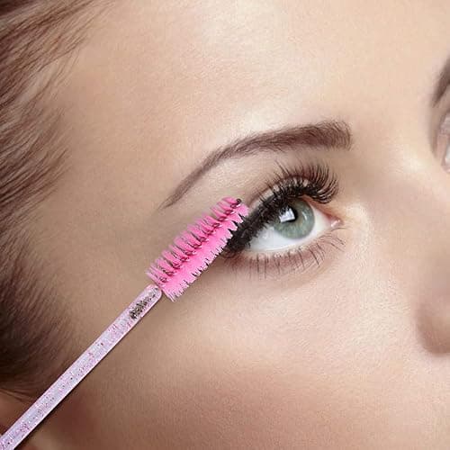 G2PLUS 100PCS Eyelash Mascara Brushes, Disposable Lash Spoolies, Crystal Mascara Wands Makeup Kits for Eyelash Extensions and Eyebrow (Pink) thumbnail 4