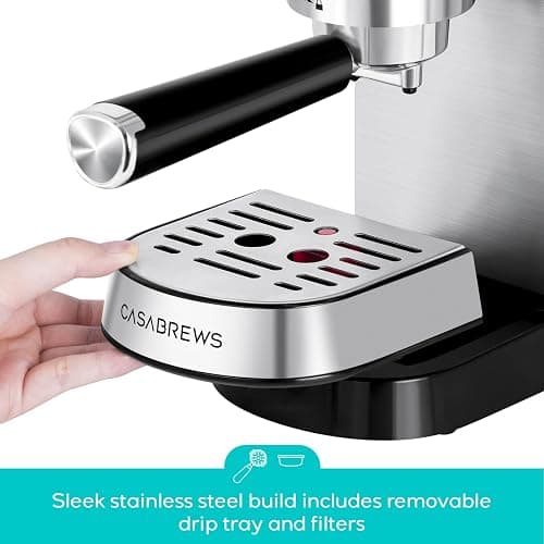 CASABREWS CM5418 Espresso Machine 20 Bar, Compact Espresso Maker with Steam Milk Frother, Stainless Steel Coffee Machine with 34oz Removable Water Tank for Cappuccino, Gift for Women or Men, Silver thumbnail 8