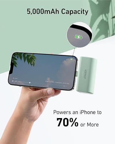 Anker Nano Portable Charger for iPhone, with Built-in MFi Certified Lightning Connector, Power Bank 5,000mAh 12W, Compatible with iPhone 14/13/12 Series (White) thumbnail 6