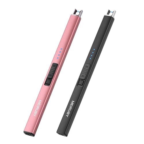 MEIRUBY 2 Pack Electric Candle Lighter, Christmas Stocking Stuffers Gifts for Women Mom Men Wife Sister, USB Arc Rechargeable Windproof Long Lighter for Candle BBQ Housewarming Birthday Gifts Idals - Image 1