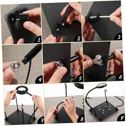 Helping Hands Soldering Station with 5X Magnifying Glass with light, 4 Flexible Helping Hand Arms Magnifier and Third Hand Soldering Tool for Electronic Repair Soldering Jewelry Crafts thumbnail 5