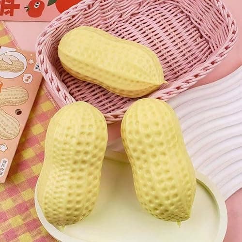 Peanut Squishies - Peanut Stress Balls Fidget Toys Adults,Cute Anxiety Relief Toy,Squeeze Dough Ball Stress Relief Hand Toys,Soft Squeeze Decompression Dough for Kids,Party Favors (Yellow, 4.33 in) thumbnail 6