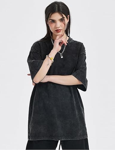 Yimoon 3 Pack Oversized Tshirts for Women Washed Vintage Baggy Boyfriend Tees Short Sleeve Unisex Cotton Tops thumbnail 2