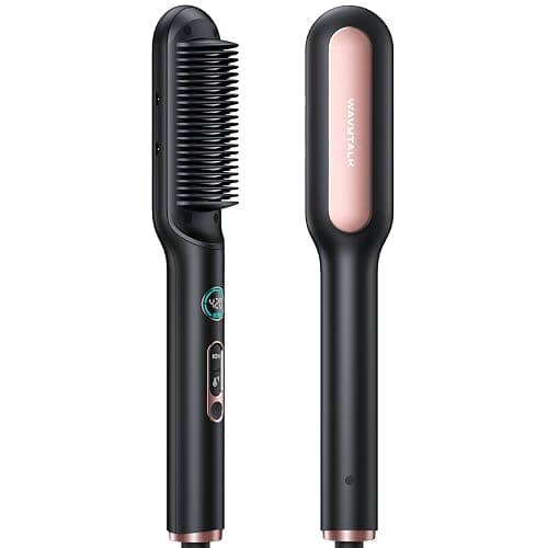Wavytalk Hair Straightener Brush, Sleek Sweep Ionic Straightening Brush, Anti-Scald Ceramic Straightener Comb with LED Display for Super Smooth Hair. - Image 1
