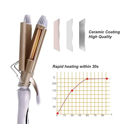 MENQANG Fer à boucler onduler, 3 Barils Fer à Onduler Fer à onduler Grandes Bigoudis pour Cheveux Long/Courts pour Femme Diamètre 22mm thumbnail 2