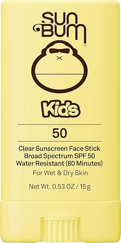 Sun Bum Kids SPF 50 Clear Face Stick Sunscreen - Travel Size, 0.53 oz | Wet or Dry Skin Application, Broad Spectrum with Vitamin E, Hawaii Act 104 Compliant (Without Octinoxate & Oxybenzone) - Image 1