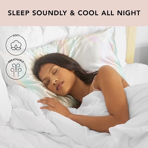 Kitsch Satin Pillowcase with Zipper for Hair & Skin, Softer Than Silk Pillow Cases Queen, Wrinkle-Free, Smooth and Cooling Satin Pillow Covers, Standard Size 19"x26" - Aura thumbnail 5