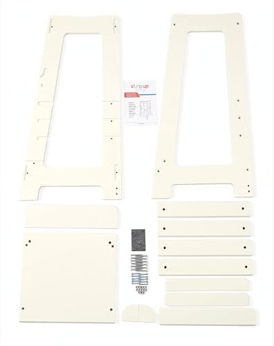 KRISTEN, JD + JACK: Stepup Baby Toddler Step Stool - Adjustable Height Kids Helper Step Stool, Durable, Non-Slip Platform for Bathroom Sink & Kitchen Counter, Toddler Tower for Exploration and Growth - White thumbnail 8