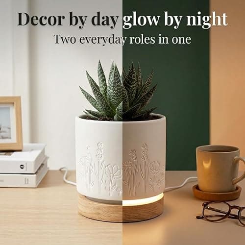 Magic Plantern® | Touch Your Plant to Turn On the Light | Planter Lamp | Unique Plant Lover Gift | Nightstand Ambient Lamp | Succulent Pot with LED thumbnail 3
