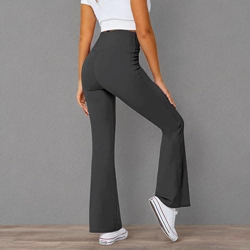 DLOODA Women's Flare Leggings with Pockets-Crossover High Waisted Bootcut Yoga Pants-Tummy Control Bell Bottom Leggings thumbnail 6